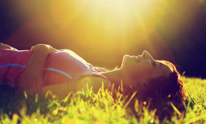 woman lying down and relaxing