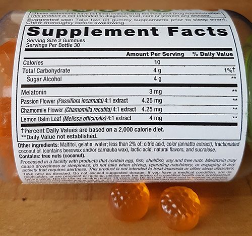 vitafusion sleepwell ingredients label