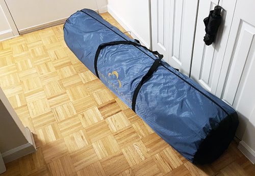 dreamcloud mattress rolled up in a carry bag