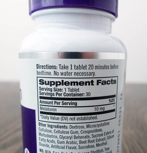 photo of the Natrol bottle label showing the ingredients