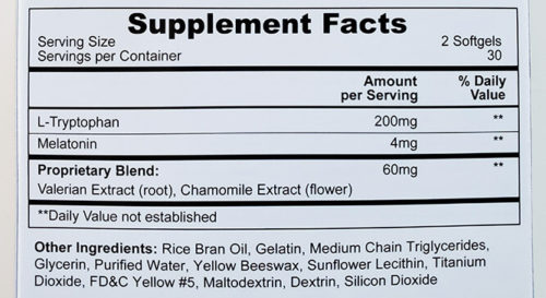 ingredients section from the alteril box showing the supplement facts and other ingredients