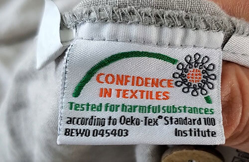 Oeko-tex standard label on the Baloo weighted blanket